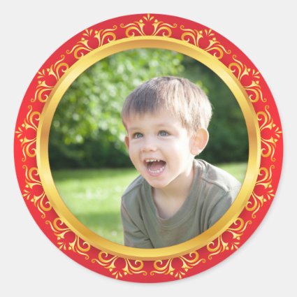 Red and gold christmas photo frame stickers