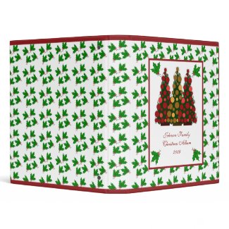 Red and Gold Christmas Tree and Holly Binder binder