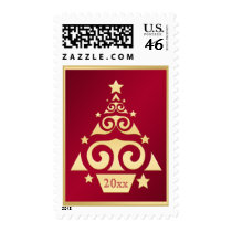 Red and Gold Christmas Tree Postage