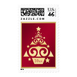 Red and Gold Christmas Tree Postage postage
