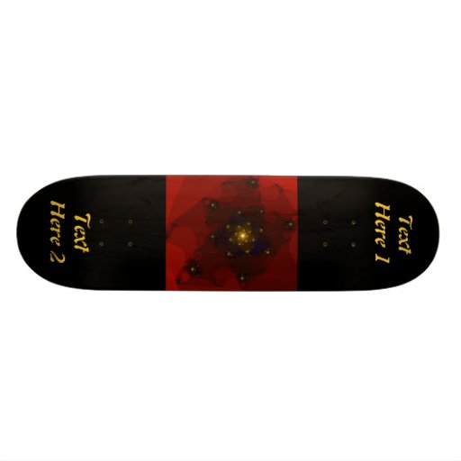 Red and Gold Color. Fractal Art. Skate Boards