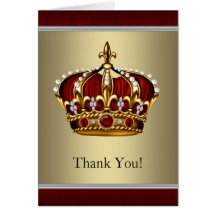 Red and Gold Crown Thank You Cards