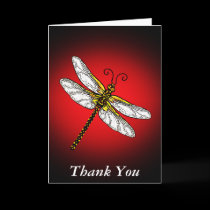Red and Gold Dragonfly Thank You Greeting Card