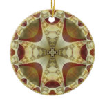 Red and Gold Fractal Cross Ornaments