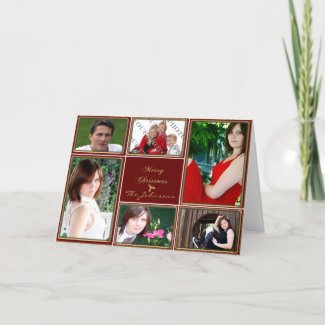 Red and Gold Glitter Frame Photo card