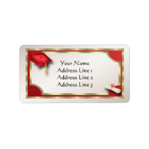 Red and Gold Grauation Address Labels