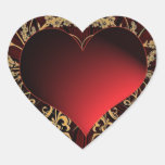 Red and gold heart design heart stickers
