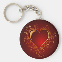 RED AND GOLD HEART KEY CHAIN