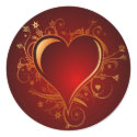 RED AND GOLD HEART stickers