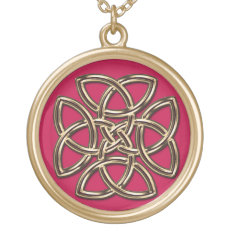 Red and Gold Metal Celtic Four-SIded Shield Knot Pendants