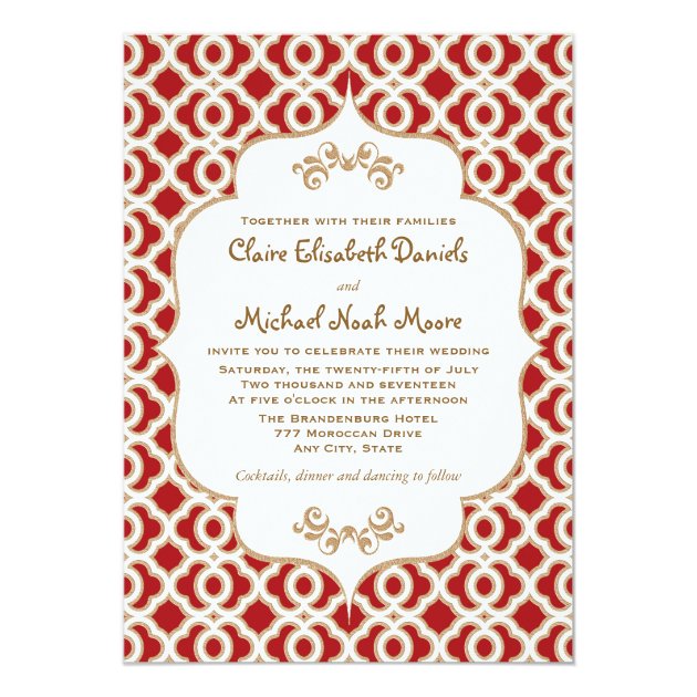 Red and Gold Moroccan Wedding Invitations
