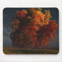 autumn, tree, prairie, clouds, landscape, desktop wallpaper, Mouse pad with custom graphic design