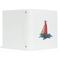 Red and Gold Sailboat Binder