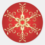 Red and Gold Snowflake Sticker