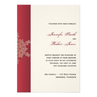 Red and Gold Snowflake Wedding Invitation