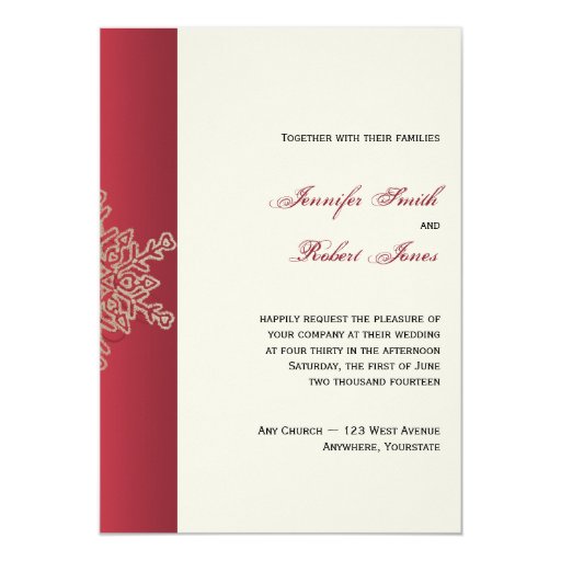 Red and Gold Snowflake Wedding Invitation