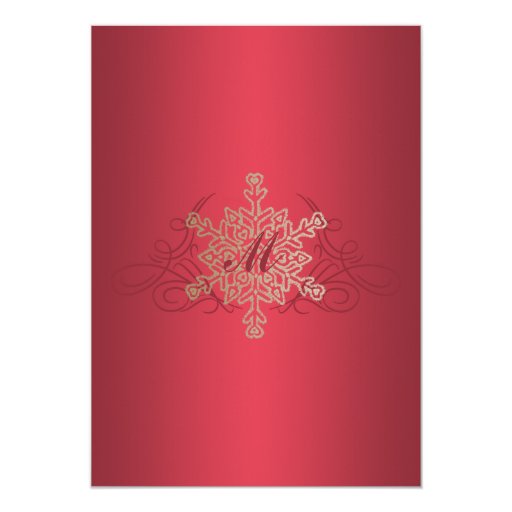 Red and Gold Snowflake Wedding Invitation