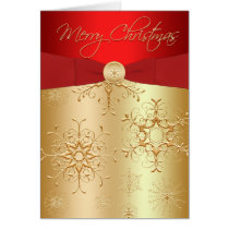 Red and Gold Snowflakes Christmas Card