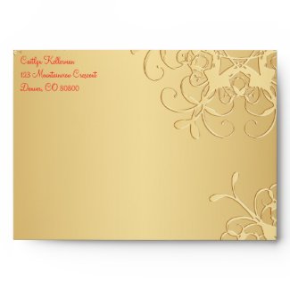 Red and Gold Snowflakes Envelope for 5&quot;x7&quot; Sizes