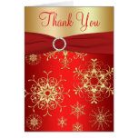 Red and Gold Snowflakes Thank You Card