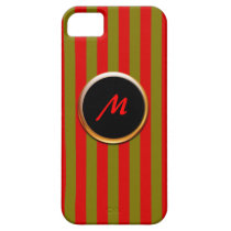 Red and Gold Striped Monogram Case for iPhone 5 iPhone 5 Cover