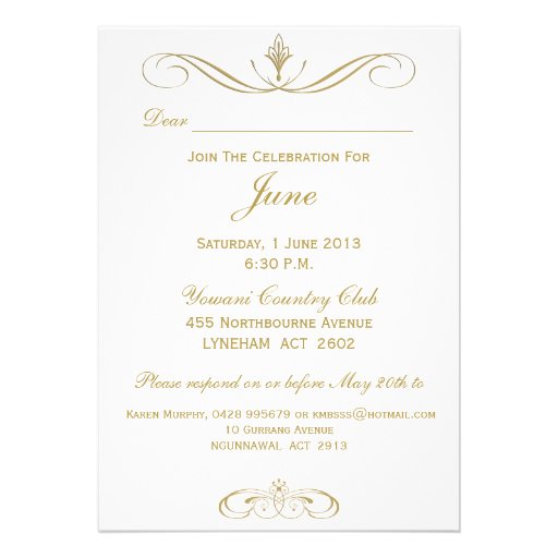Red and Gold Swirl 70th Birthday Party Invitation