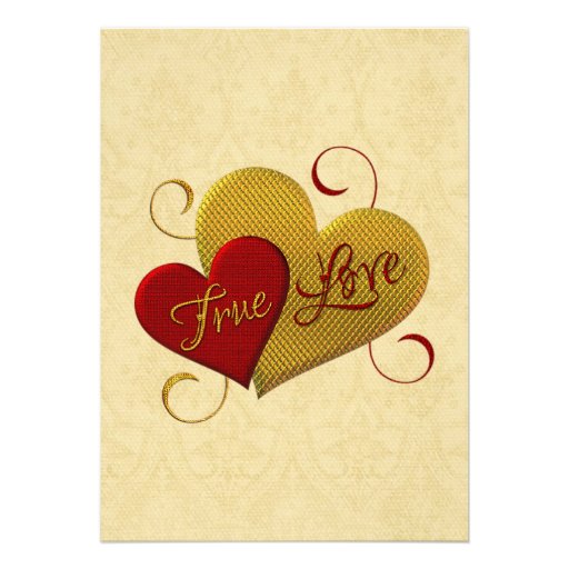 Red and Gold True Love Wedding Invitation