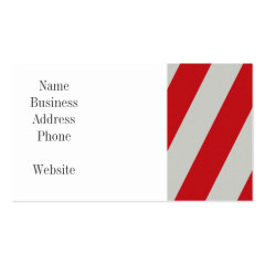 Red and Gray Candy Cane Diagonal Stripes Pattern Business Cards