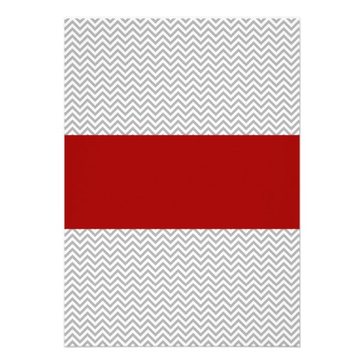 Red and Gray Chevron Bridal Shower Personalized Announcements