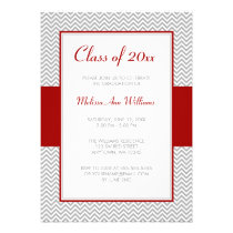 Red and Gray Chevron Graduation Party invitations
