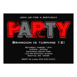 Red and Gray Grunge Birthday Party Personalized Invites