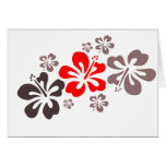 Red and Gray Hibiscus Greeting Cards
