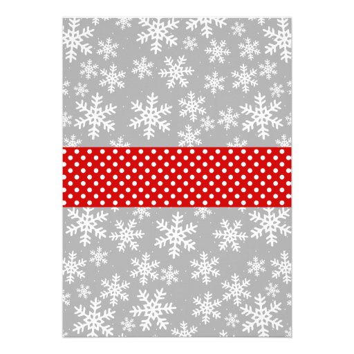 Red and Gray Snowflakes Winter Onederland Custom Invitation