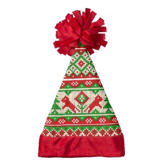 Red and Green Aztec Pattern Santa Hat