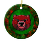 Red and Green Bear Christmas #3 Ornaments