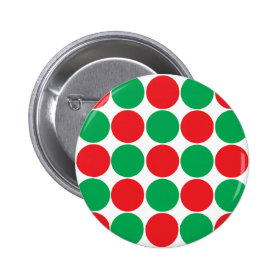 Red and Green Big Bold Polka Dots Circles Pattern Pinback Button