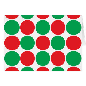 Red and Green Big Bold Polka Dots Circles Pattern Cards
