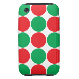 Red and Green Big Bold Polka Dots Circles Pattern iPhone 3 Tough Covers