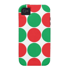 Red and Green Big Bold Polka Dots Circles Pattern iPhone 4 Covers
