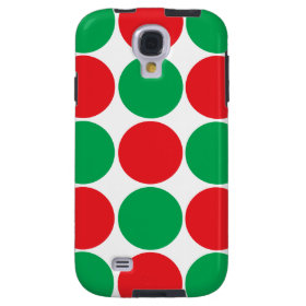 Red and Green Big Bold Polka Dots Circles Pattern Galaxy S4 Case