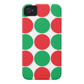 Red and Green Big Bold Polka Dots Circles Pattern Case-Mate iPhone 4 Case
