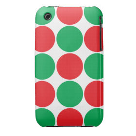 Red and Green Big Bold Polka Dots Circles Pattern iPhone 3 Case-Mate Case