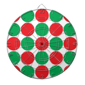 Red and Green Big Bold Polka Dots Circles Pattern Dartboard