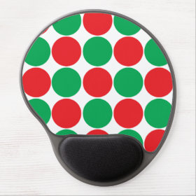 Red and Green Big Bold Polka Dots Circles Pattern Gel Mouse Pads
