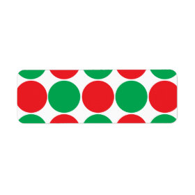 Red and Green Big Bold Polka Dots Circles Pattern Custom Return Address Label
