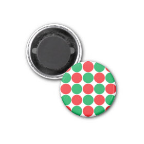 Red and Green Big Bold Polka Dots Circles Pattern Refrigerator Magnets