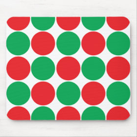 Red and Green Big Bold Polka Dots Circles Pattern Mouse Pad
