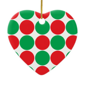 Red and Green Big Bold Polka Dots Circles Pattern Ornament