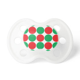 Red and Green Big Bold Polka Dots Circles Pattern Pacifiers