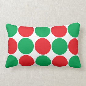 Red and Green Big Bold Polka Dots Circles Pattern Throw Pillows